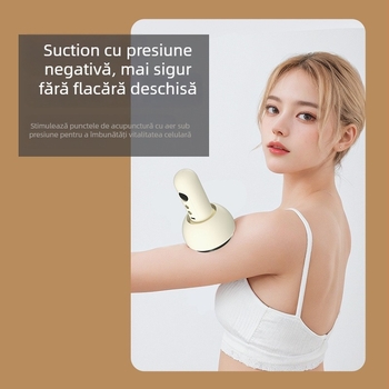 Dispozitiv electric de masaj cu încălzire și aspirație cu vid, portabil, control prin buton, model BG-02, carcasă ABS, baterie 1200mAh