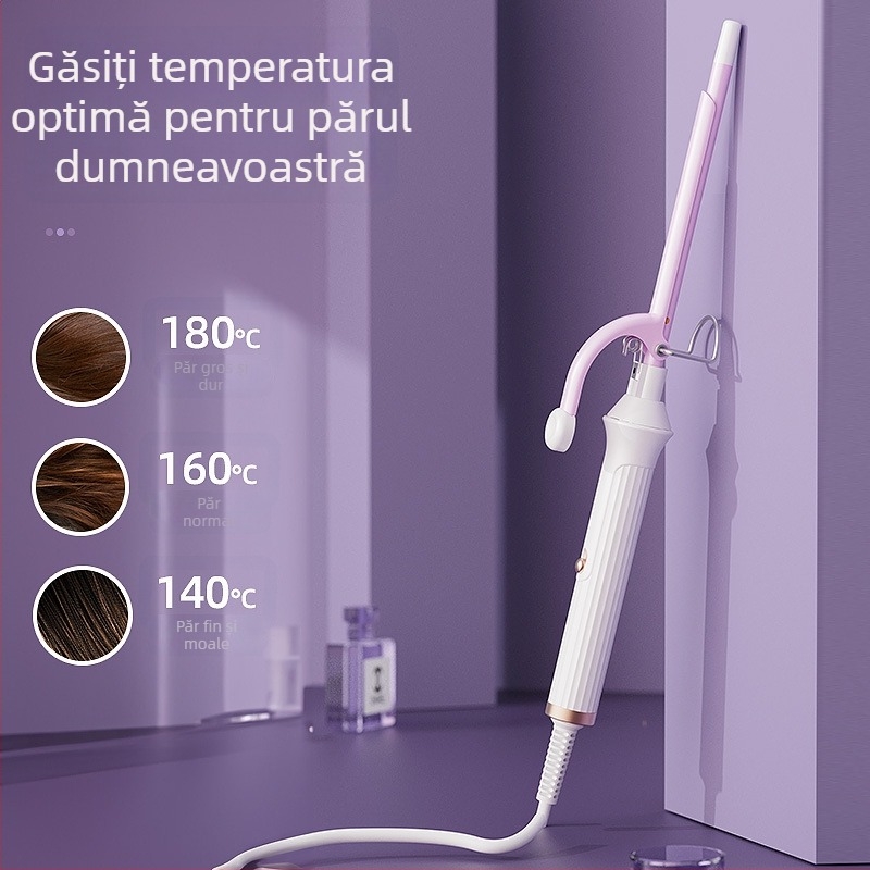 Ondulator de păr cu turmalină ceramică, diametru sub 15 mm, cablu AC, 35 W, 110–240 V, 15 trepte reglaj, Create rhyme