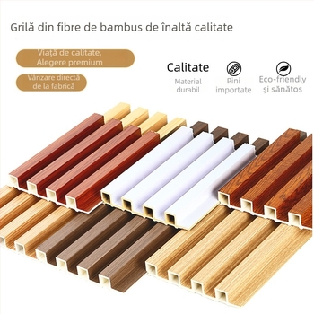 Grilă din WPC pentru perete, semicirculară, cu design în valuri și panou fonoizolant, montaj rapid