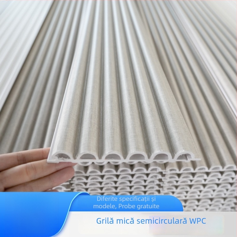 Grilă din WPC pentru perete, semicirculară, cu design în valuri și panou fonoizolant, montaj rapid