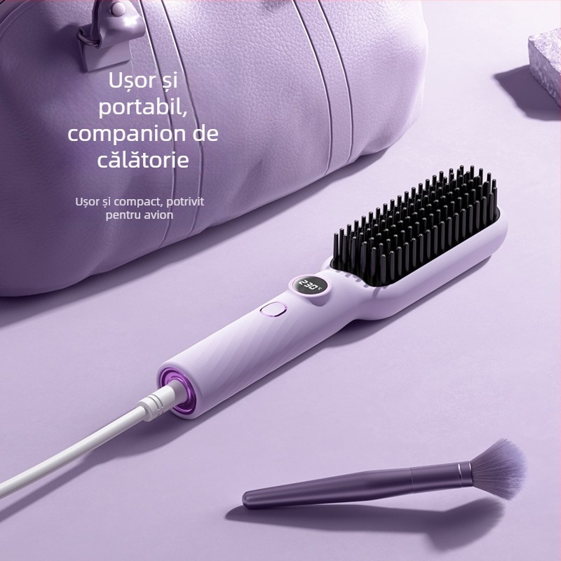 Pieptene pentru îndreptarea părului cu încălzire din turmalin ceramic, afișaj digital, control temperatura în 5 trepte, 40W, 220V