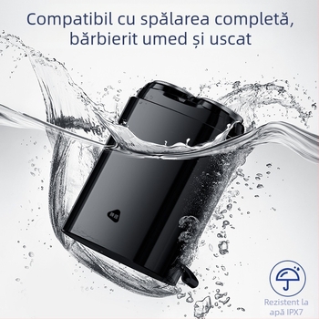 Mini aparat de ras electric și trimmer pentru barbă — spălare pentru corp întreg, motor fără perii, baterie încorporată, autonomie baterie până la 180 de zile, zgomot 36–45 dB
