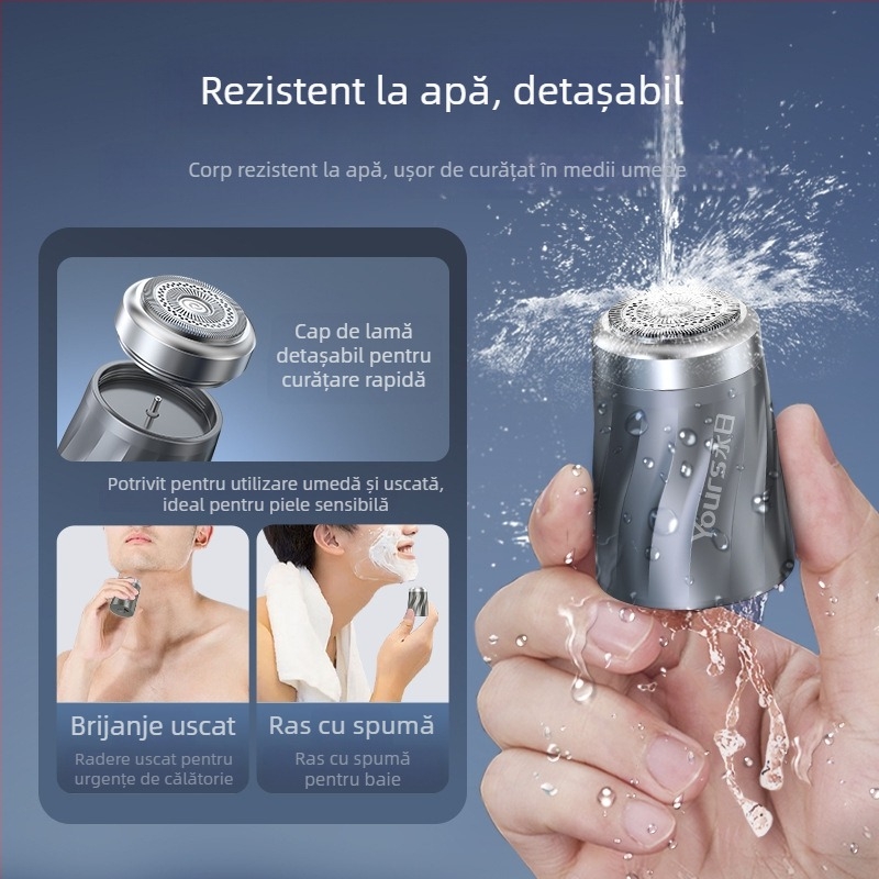 Aparat de ras electric pentru corpul întreg, cap rotativ, baterie încorporată de 100–300 mAh, autonomie de aproximativ 1 oră
