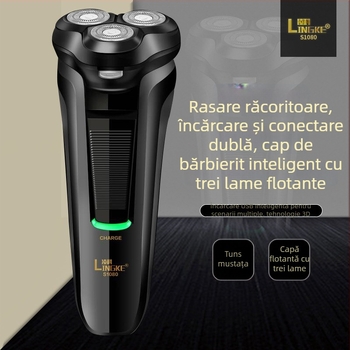 Lingke LK-S1080 aparat de ras electric cu cap plutitor, cap rotativ cu trei lame, lavabil, baterie încorporată, autonomie peste 60 de minute