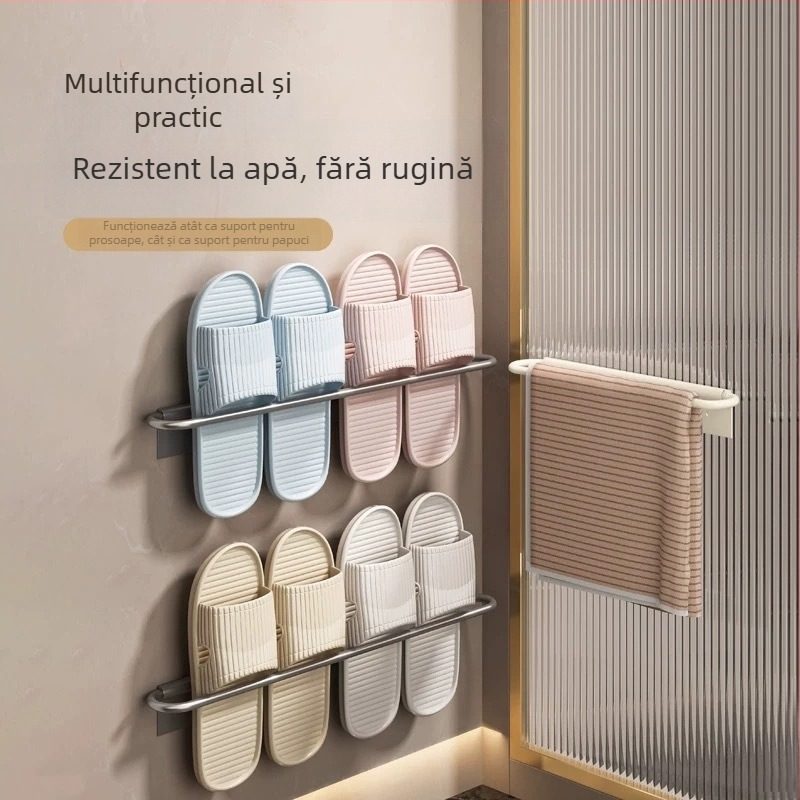 Suport pentru prosoape de perete, pliat, fără găuri, din aluminiu Space, sarcină 10 kg