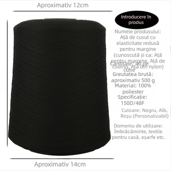 Ață de cusut din poliester 150D, 500 g, pentru textile de casă — fir pentru overlock și fir de tiv, cu elasticitate redusă și elastic