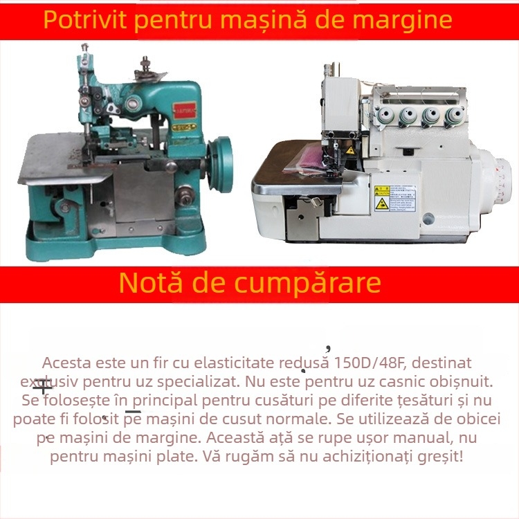 Ață de cusut din poliester 150D, 500 g, pentru textile de casă — fir pentru overlock și fir de tiv, cu elasticitate redusă și elastic
