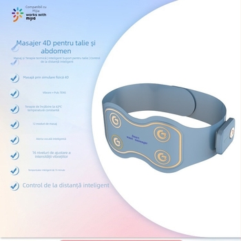 Centură electrică pentru masaj talie cu încălzire și vibrație, până la 4 capete de masaj, alimentare prin baterie, control de tip computer, intensitate reglabilă continuu