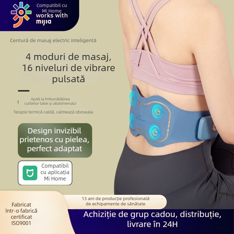 Centură electrică pentru masaj talie cu încălzire și vibrație, până la 4 capete de masaj, alimentare prin baterie, control de tip computer, intensitate reglabilă continuu
