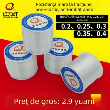 Fir de mărgele, nelastic, transparent, din poliester/ nylon, Hongli Fiber, potrivit pentru brățări, haine și textile pentru casă