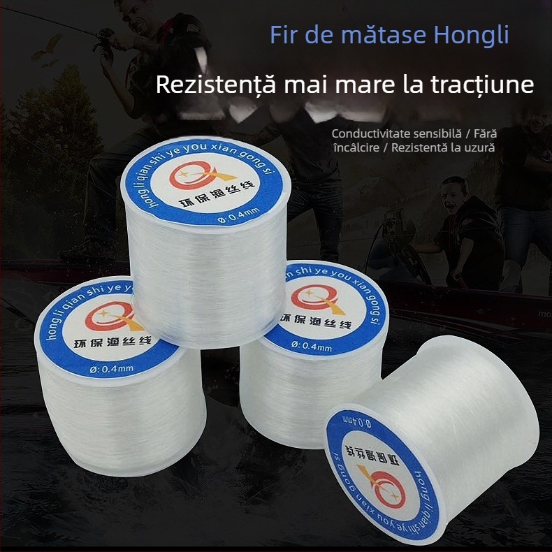 Fir de mărgele, nelastic, transparent, din poliester/ nylon, Hongli Fiber, potrivit pentru brățări, haine și textile pentru casă