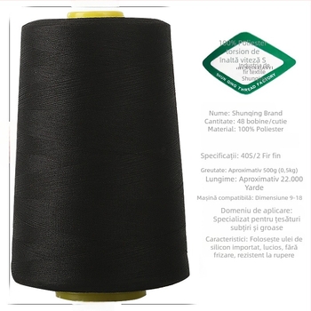 Ață de cusut – Poliester, potrivită pentru genți, perdele, haine și textile pentru casă.