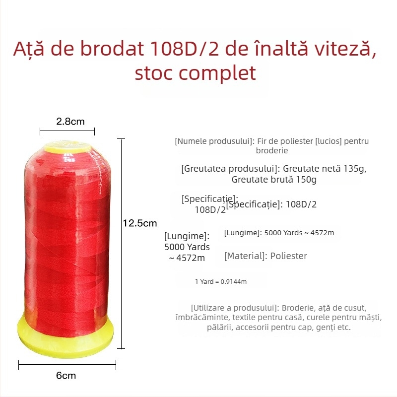 Alice Ață de broderie din poliester 108D/2 pentru cusut, îmbrăcăminte și textile