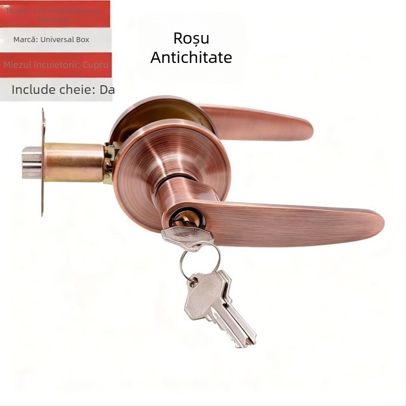 Asabi 680 Încuietoare mecanică pentru uși din lemn, cu mâner, aliaj de zinc