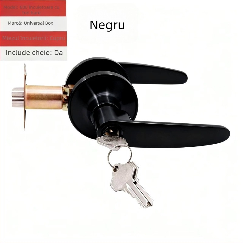 Asabi 680 Încuietoare mecanică pentru uși din lemn, cu mâner, aliaj de zinc