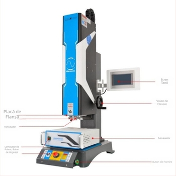Mașină de sudură cu ultrasunete controlată servo pentru plastic, 15/20 kHz, 220V, acționare electrică, control electric și vibrație cu undă sonoră.