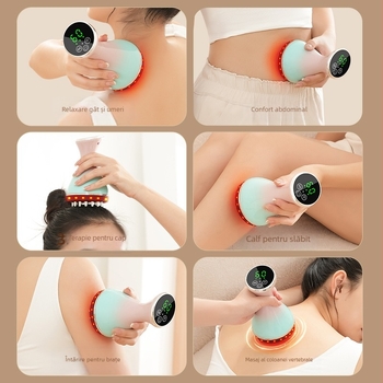 Dispozitiv multiplu pentru moxibustie, cupping și gua sha, cu impuls electric micro, alimentare USB, 3 trepte, model DM-805, baterie de 2000 mAh, certificat CE