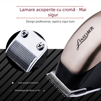 Lime aparat profesionist de tuns păr pentru salon – alimentare prin cablu, motor cu perii, lamă din aliaj de titan, carcasă ABS, zgomot 46–70 dB