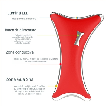 Dispozitiv de înfrumusețare pentru gât și față cu încălzire, vibrație și lifting, microcurent și masaj cu frecare — Model 901, ABS, încărcare, control cu buton, 3 trepte