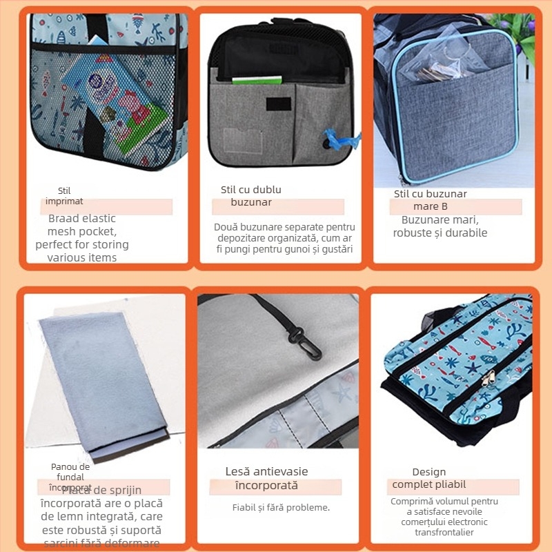 Geantă portabilă imprimată pentru animale de companie (pisici și câini), design respirabil pe umăr, poliester, capacitate până la 7,5 kg, model caricatură, cod N2zb2asg