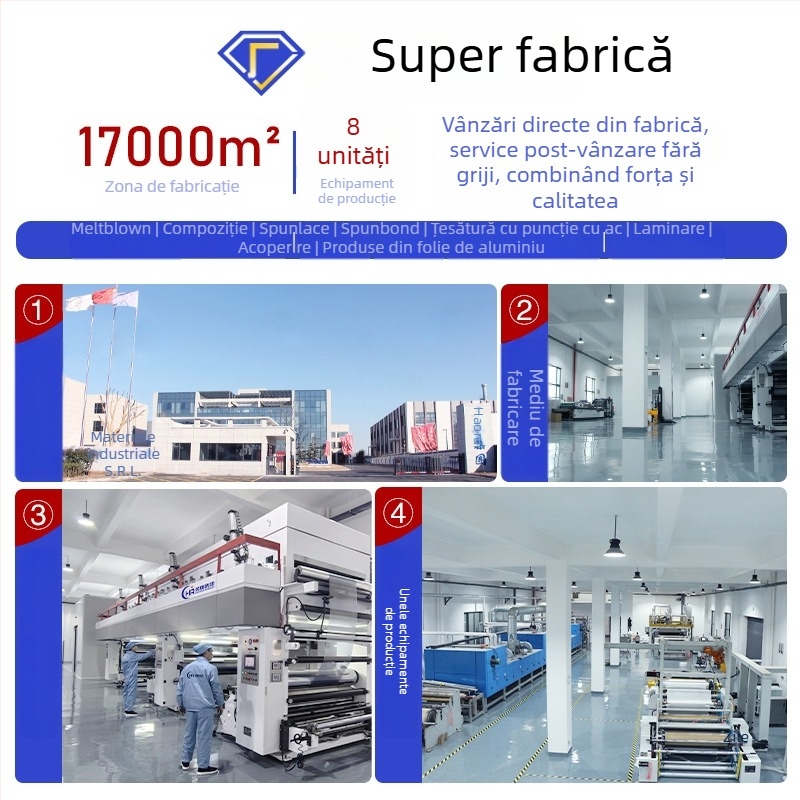 Țesătură nețesută cu ace (needle-punched) PET/vâscoză/PP, gramaj 50–200 g/m², carding, pentru textile medicale și igienice, căptușeli pentru îmbrăcăminte și textile de casă