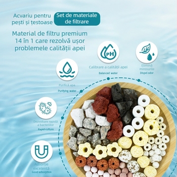 Medii de filtrare pentru acvariu – bile goale din cuarț, nano sfere pentru cultivarea bacteriilor nitrificatoare, material ceramic, 1000 g