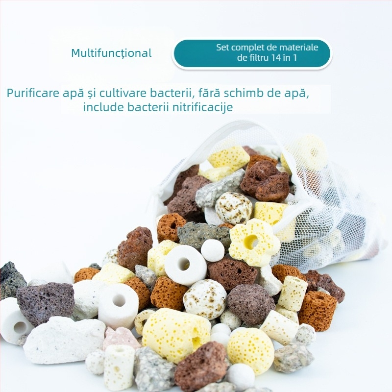 Medii de filtrare pentru acvariu – bile goale din cuarț, nano sfere pentru cultivarea bacteriilor nitrificatoare, material ceramic, 1000 g