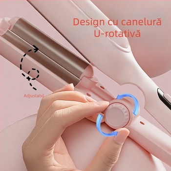 Ondulator cu cilindru în formă de ou, ceramică turmalinată, 3 setări de temperatură, 45W, 220V, potrivit pentru toate tipurile de păr, încălzire rapidă în 10 secunde