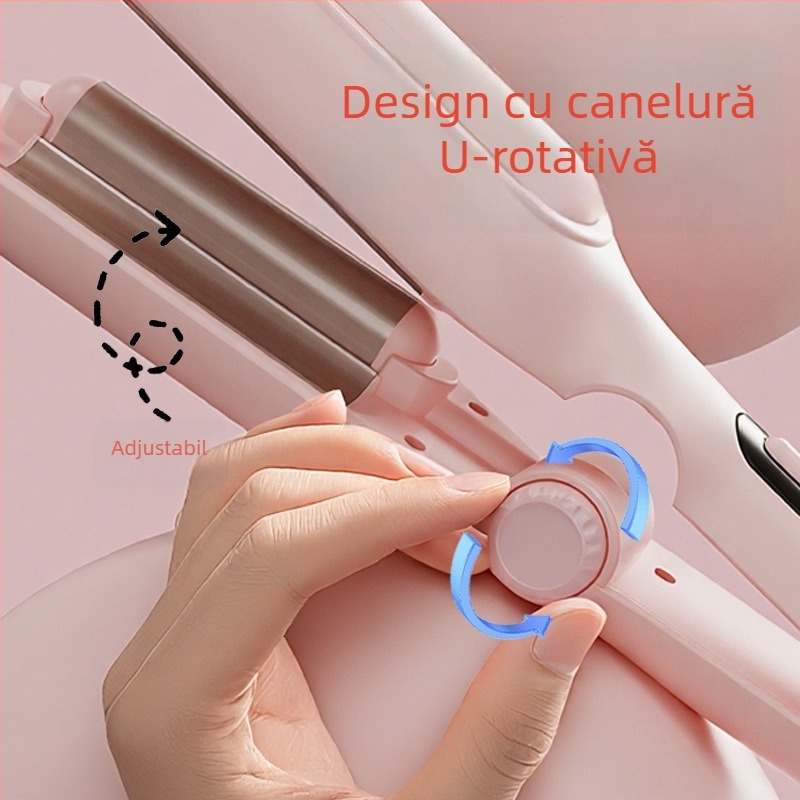 Ondulator cu cilindru în formă de ou, ceramică turmalinată, 3 setări de temperatură, 45W, 220V, potrivit pentru toate tipurile de păr, încălzire rapidă în 10 secunde
