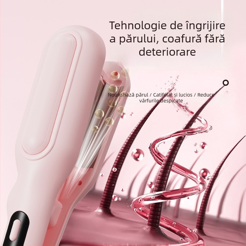 Ondulator cu cilindru în formă de ou, ceramică turmalinată, 3 setări de temperatură, 45W, 220V, potrivit pentru toate tipurile de păr, încălzire rapidă în 10 secunde