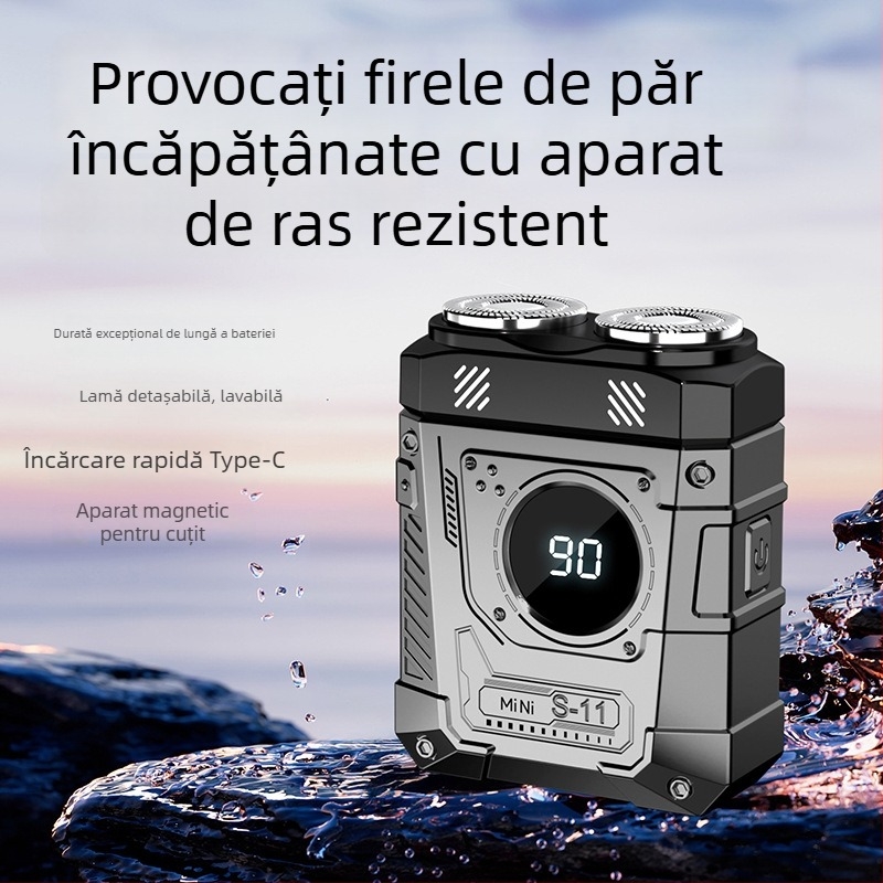 Aparat de ras electric cu design lavabil pentru întreg corpul, cap rotativ cu două lame, cap plutitor, afișaj LED, baterie încorporată, încărcare de 1 oră, pentru ras uscat