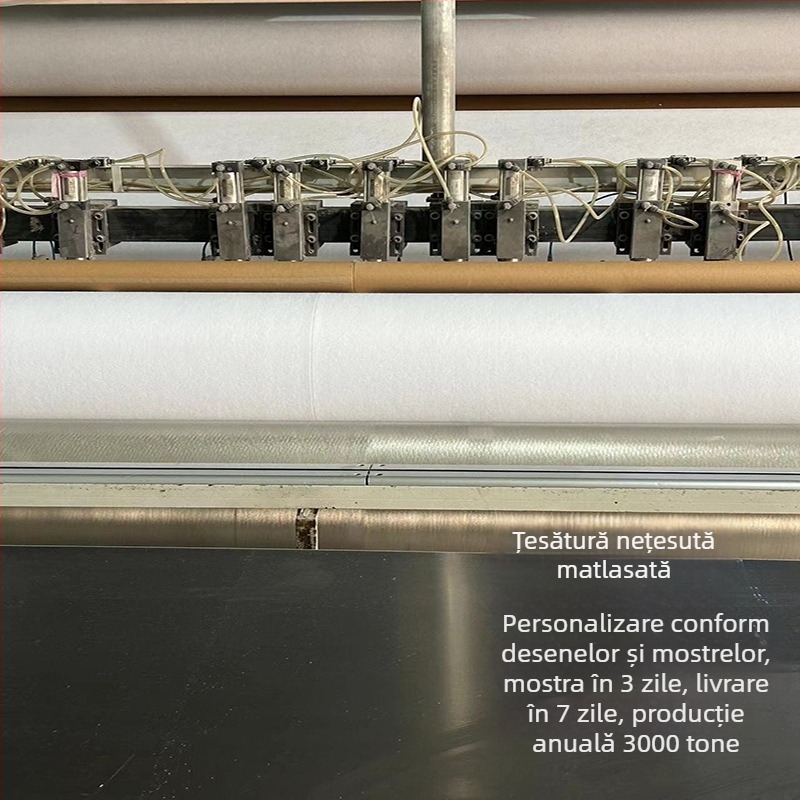 Material textil nețesut compozit pentru plafonul auto; poliester; rezistent la foc și la temperaturi înalte; utilizări: căptușeală pentru haine și material pentru depozitare/ambalare