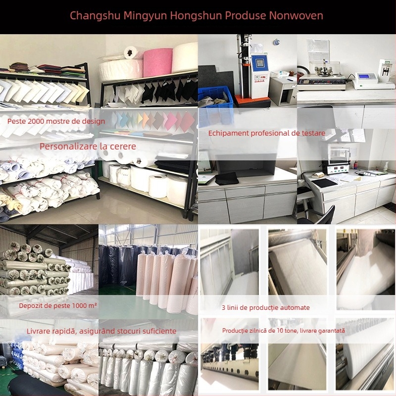 Material textil nețesut compozit pentru plafonul auto; poliester; rezistent la foc și la temperaturi înalte; utilizări: căptușeală pentru haine și material pentru depozitare/ambalare