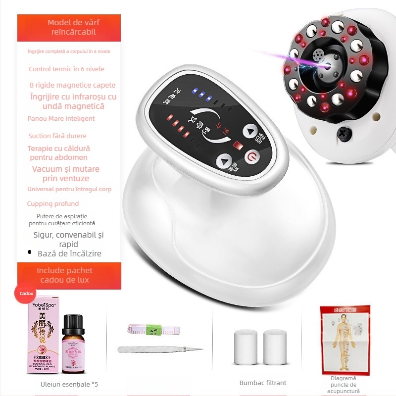 Masaj cu ventuze GS, alimentare USB, control cu buton, 4 trepte, corp din ABS