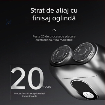 Aparat de ras electric cu capete rotative duble, compact pentru călătorii, cap detașabil lavabil, motor fără perii, încărcare