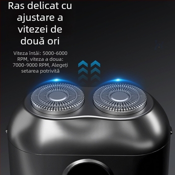 Aparat de ras electric cu capete rotative duble, compact pentru călătorii, cap detașabil lavabil, motor fără perii, încărcare