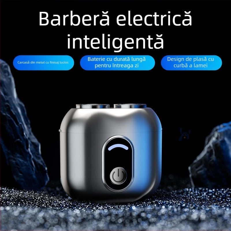 Aparat de ras electric cu capete rotative duble, compact pentru călătorii, cap detașabil lavabil, motor fără perii, încărcare