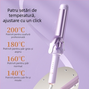 Ondulator de păr pentru valuri mari – răsucire spre interior/exterior, strat ceramic titan-turmalin, 15 trepte de temperatură, 25W, 220V