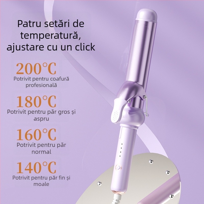 Ondulator de păr pentru valuri mari – răsucire spre interior/exterior, strat ceramic titan-turmalin, 15 trepte de temperatură, 25W, 220V