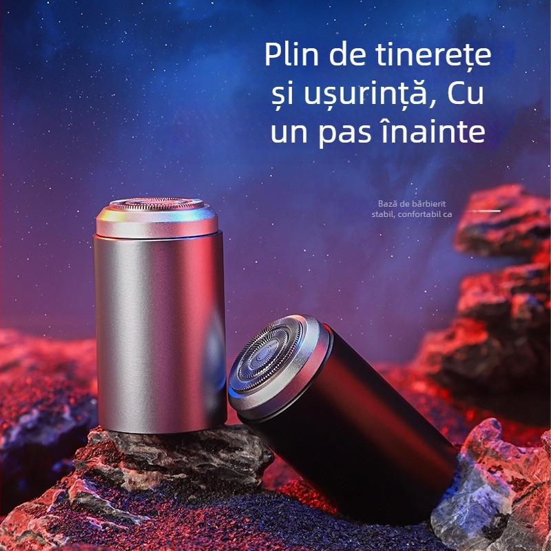 Aparat de ras electric cu cap de tăiere flotant, cap rotativ cu 1 lamă, motor cu peri, baterie încorporată 300–500 mAh, autonomie 30–45 minute
