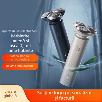 Aparat de ras electric S101 Xiao Mijia, cap rotativ cu 3 lame, baterie încorporată reîncărcabilă 300-500 mAh, autonomie până la 60 de minute, se poate spăla integral.