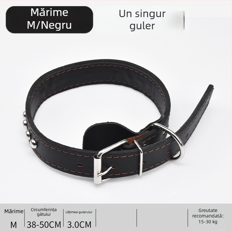 Lesă de câine din piele de vită pentru câini de mărime medie spre mare, potrivită pentru Golden Retriever și German Shepherd