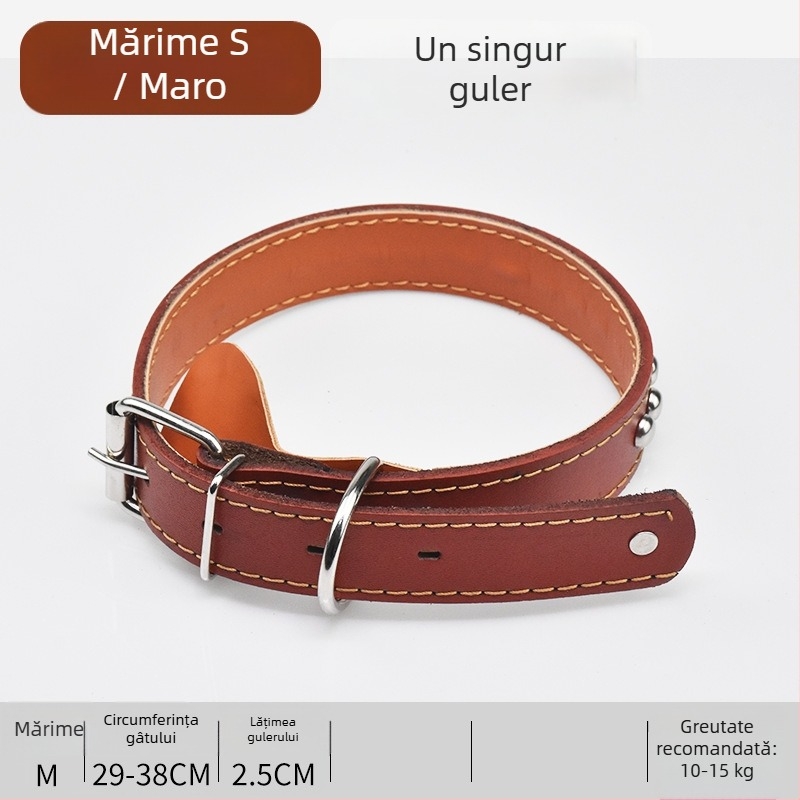 Lesă de câine din piele de vită pentru câini de mărime medie spre mare, potrivită pentru Golden Retriever și German Shepherd