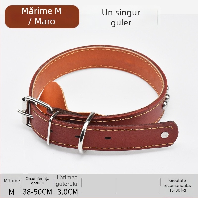 Lesă de câine din piele de vită pentru câini de mărime medie spre mare, potrivită pentru Golden Retriever și German Shepherd