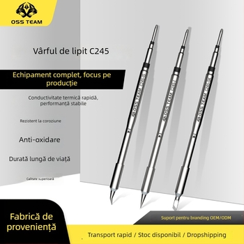 OSS TEAM C245 Stație de lipire cu temperatură constantă, Vârf universal de lipire, Cap de fier integrat, Vârf drept și în unghi