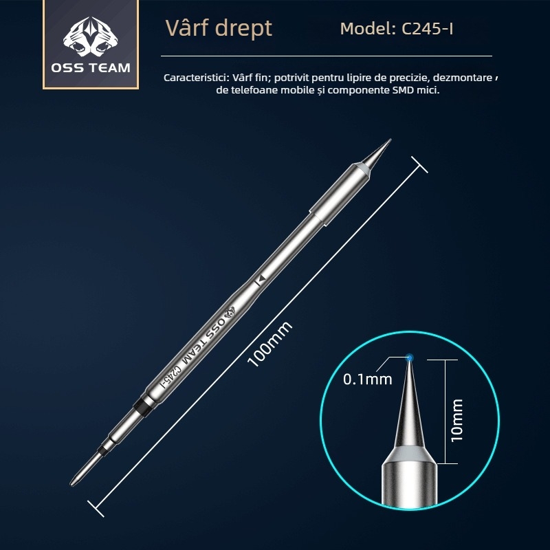 OSS TEAM C245 Stație de lipire cu temperatură constantă, Vârf universal de lipire, Cap de fier integrat, Vârf drept și în unghi