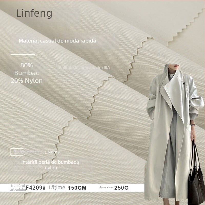 Lin Feng 250 g Țesătură brocat din bumbac gros pentru paltoane — primăvară și toamnă, design casual neregulat, model floral țesut, 80% bumbac 20% nailon