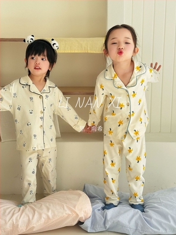 Set pentru copii, unisex, stil coreean, design împărțit, bumbac 89,5%, imprimeu desen animat, potrivit pentru vârsta 3–8 ani, toamnă 2025