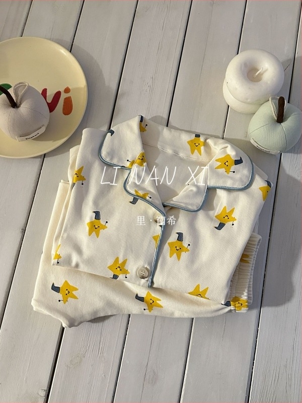 Set pentru copii, unisex, stil coreean, design împărțit, bumbac 89,5%, imprimeu desen animat, potrivit pentru vârsta 3–8 ani, toamnă 2025