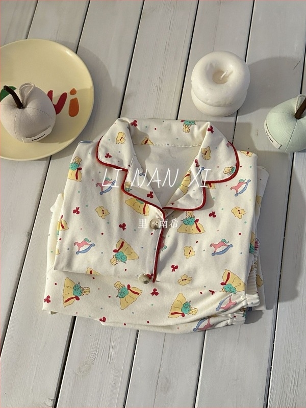 Set pentru copii, unisex, stil coreean, design împărțit, bumbac 89,5%, imprimeu desen animat, potrivit pentru vârsta 3–8 ani, toamnă 2025